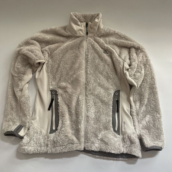 Adidas Jacket Super Trekking Fuzzy Sherpa Climawarm Neutral Outdoor Athleisure L - Picture 1 of 11